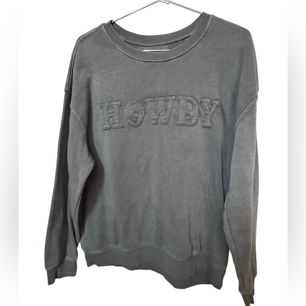 High End Gray 'Howdy' Zoe & Liv Crewneck Sweatshirt Women’s XL MINTY